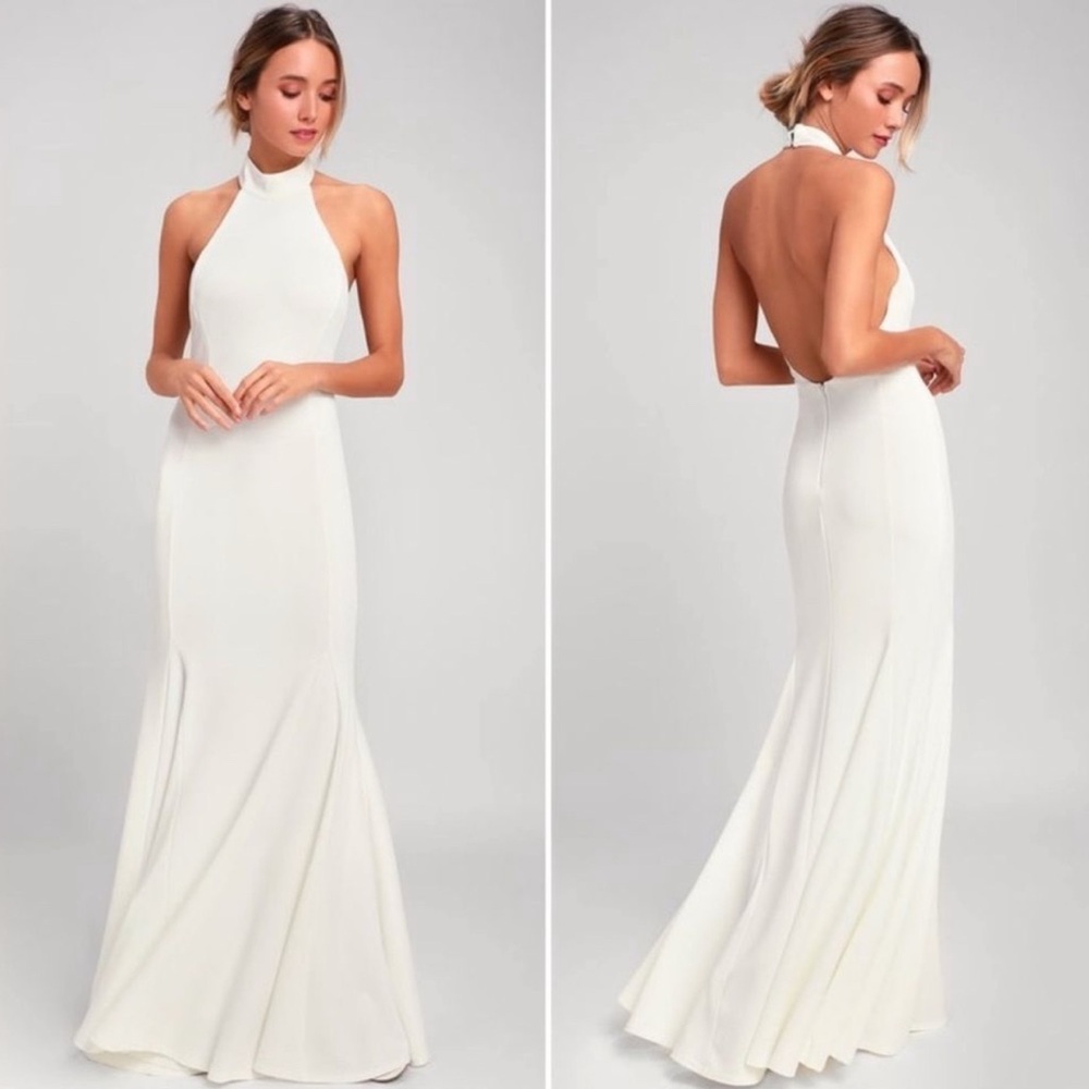 Lulus Slice of Joy White Halter Maxi Dress